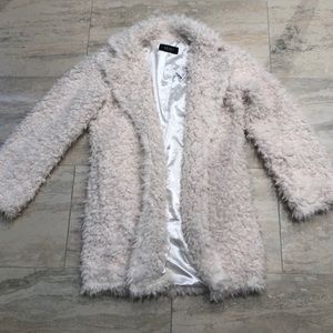 Cream fuzzy teddy bear jacket